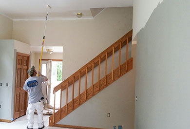 Interior work, paint walls, trim, ceilings, cabinets, doors, stain wood floors