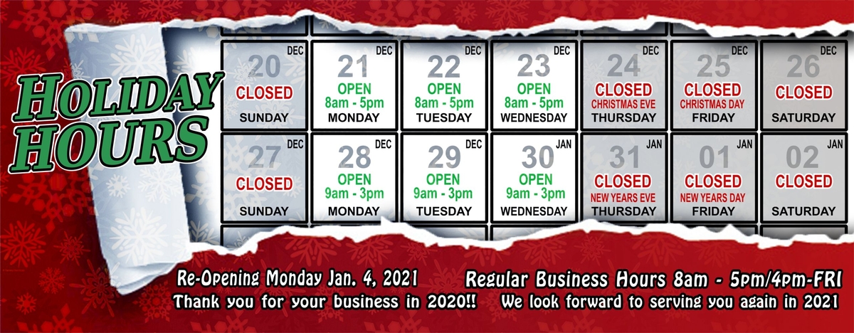 Mada Holiday Hours 2020